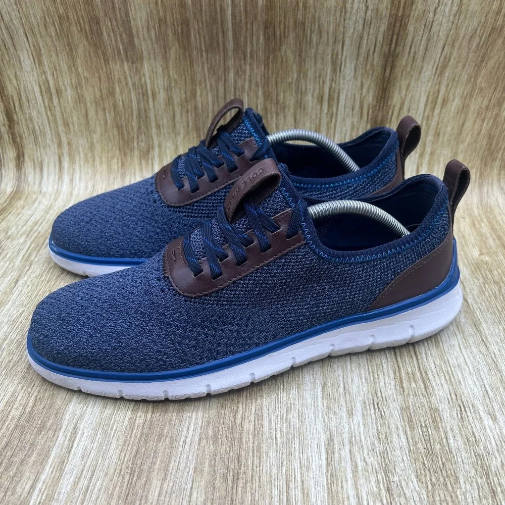 Cole Haan Generation Zerogrand Men's Size 10.5 Navy Blue Brown Knit C32048